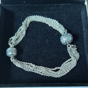 Pandora Silver Bracelet with Blue Charm